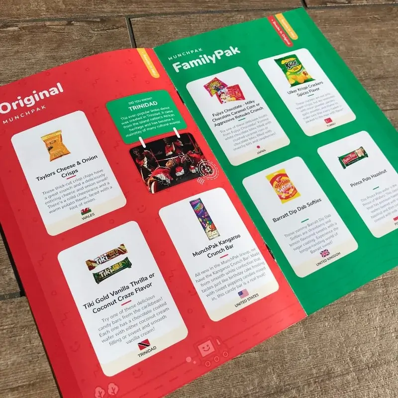 MunchPak Snack Subscription Box Helpful Booklet