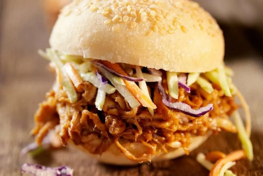 Coleslaw on brisket sandwich