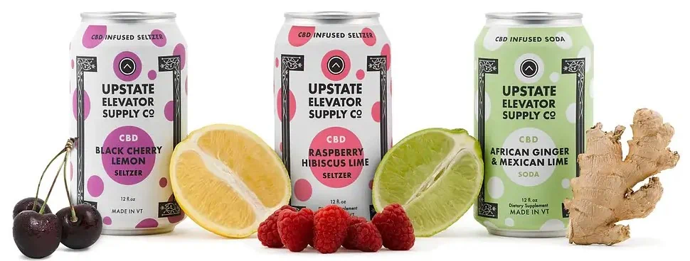 Upstate Elevator Raspberry Hibiscus Lime CBD Seltzer 12oz can