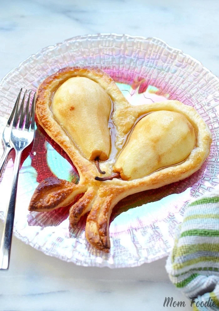 Valentines Dessert Heart Puff Pastry Pears