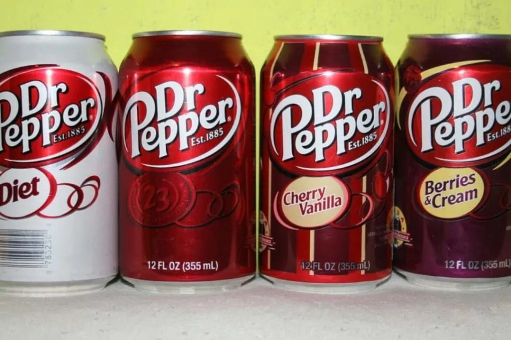 Dr Pepper Cans Of Different Flavors