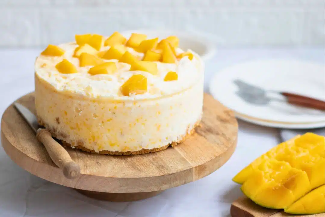 No-Bake Mango Cheesecake - The Three Snackateers